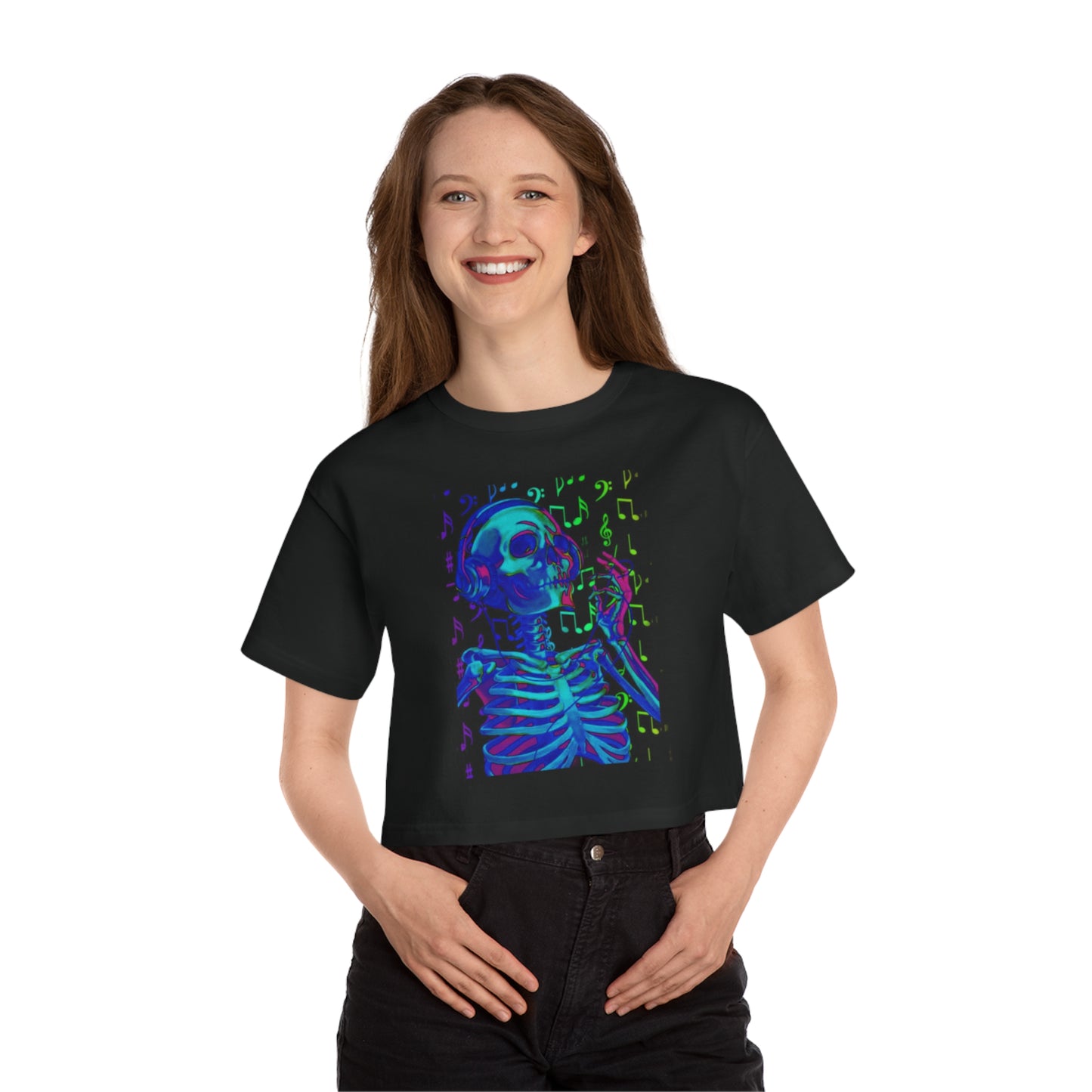 Musical Skeleton Cropped T-Shirt