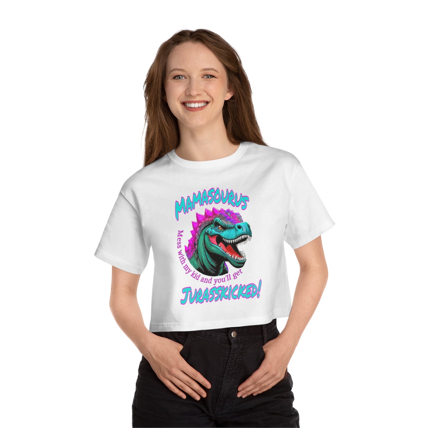 Mamasourus Champion Cropped T-Shirt