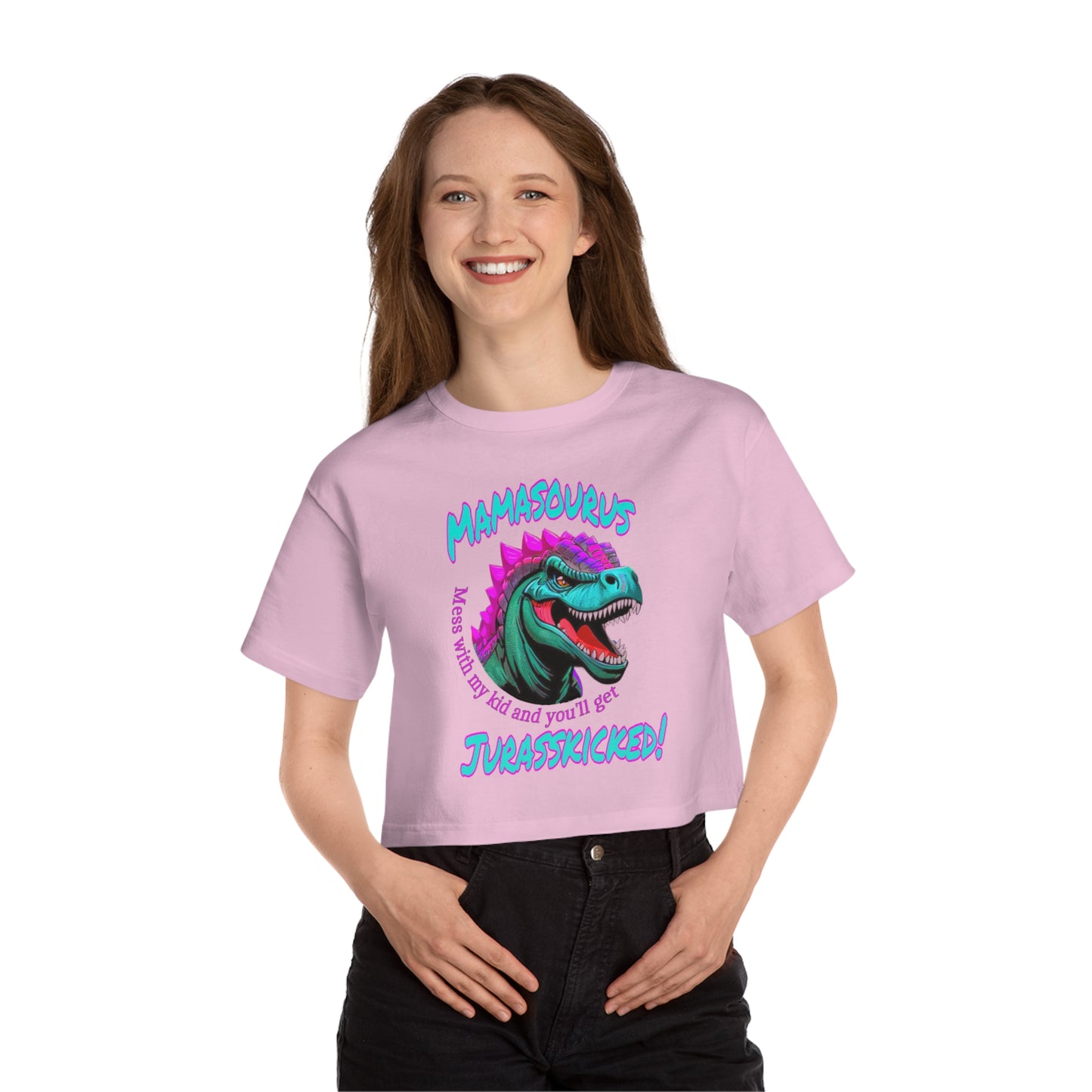 Mamasourus Champion Cropped T-Shirt