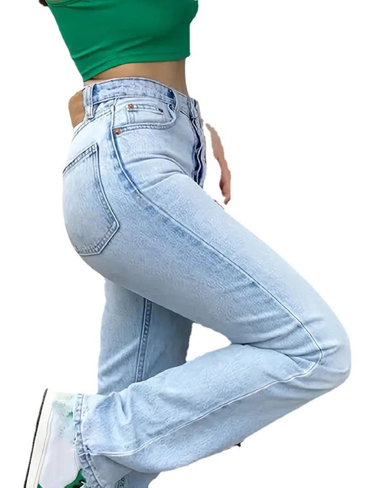 High waist, Slim fit, Straight leg Jeans