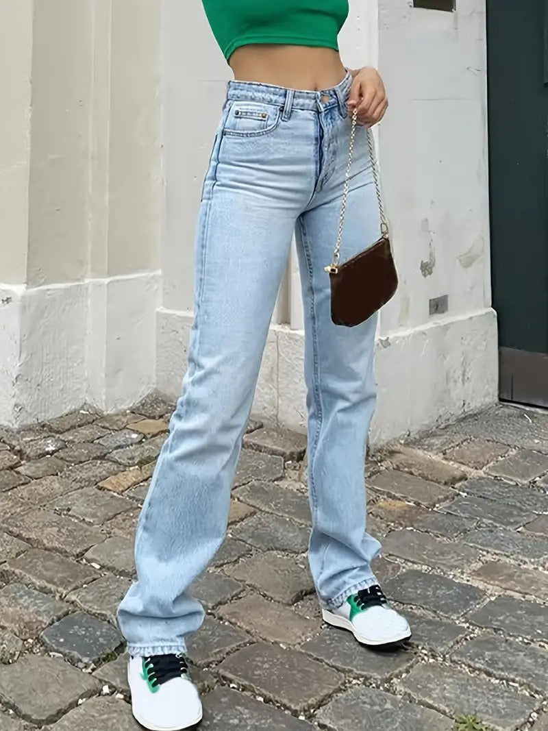 High waist, Slim fit, Straight leg Jeans