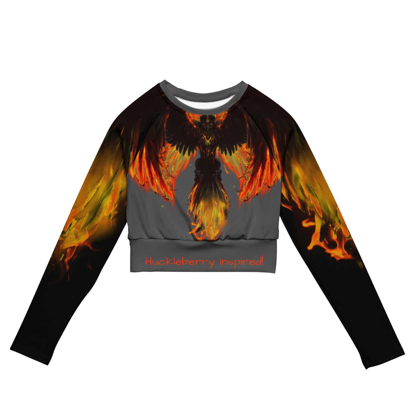 Dark Phoenix Flaming long-sleeve crop top