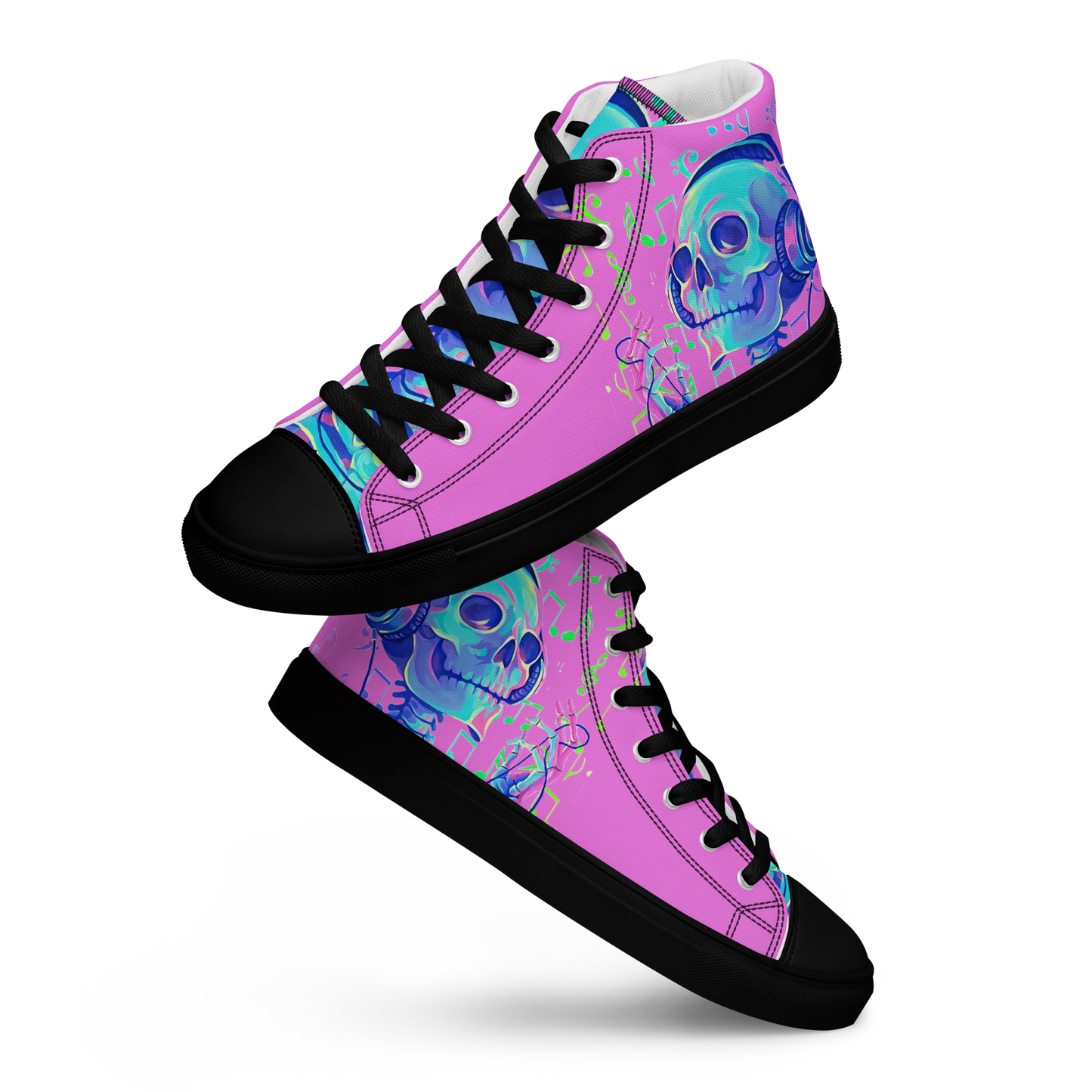 Musical Skeleton Pink Women’s high top canvas shoes