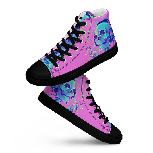 Musical Skeleton Pink Women’s high top canvas shoes