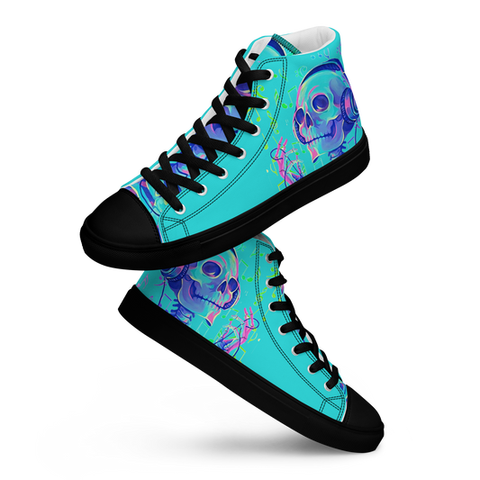 Musical Skeleton Teal Women’s high top canvas shoes