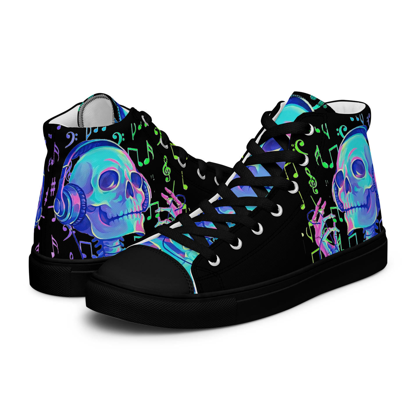 Musical Skeleton Women’s high top canvas shoes