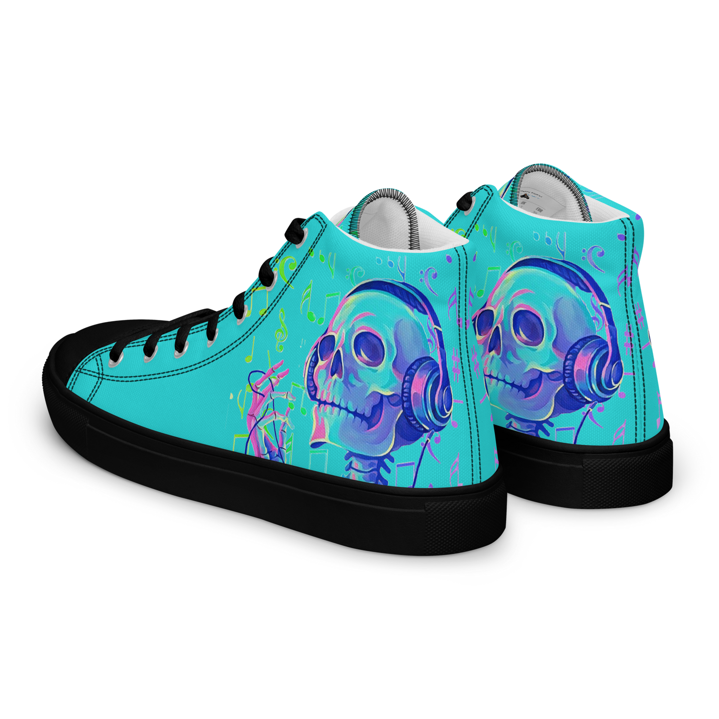 Musical Skeleton Teal Women’s high top canvas shoes