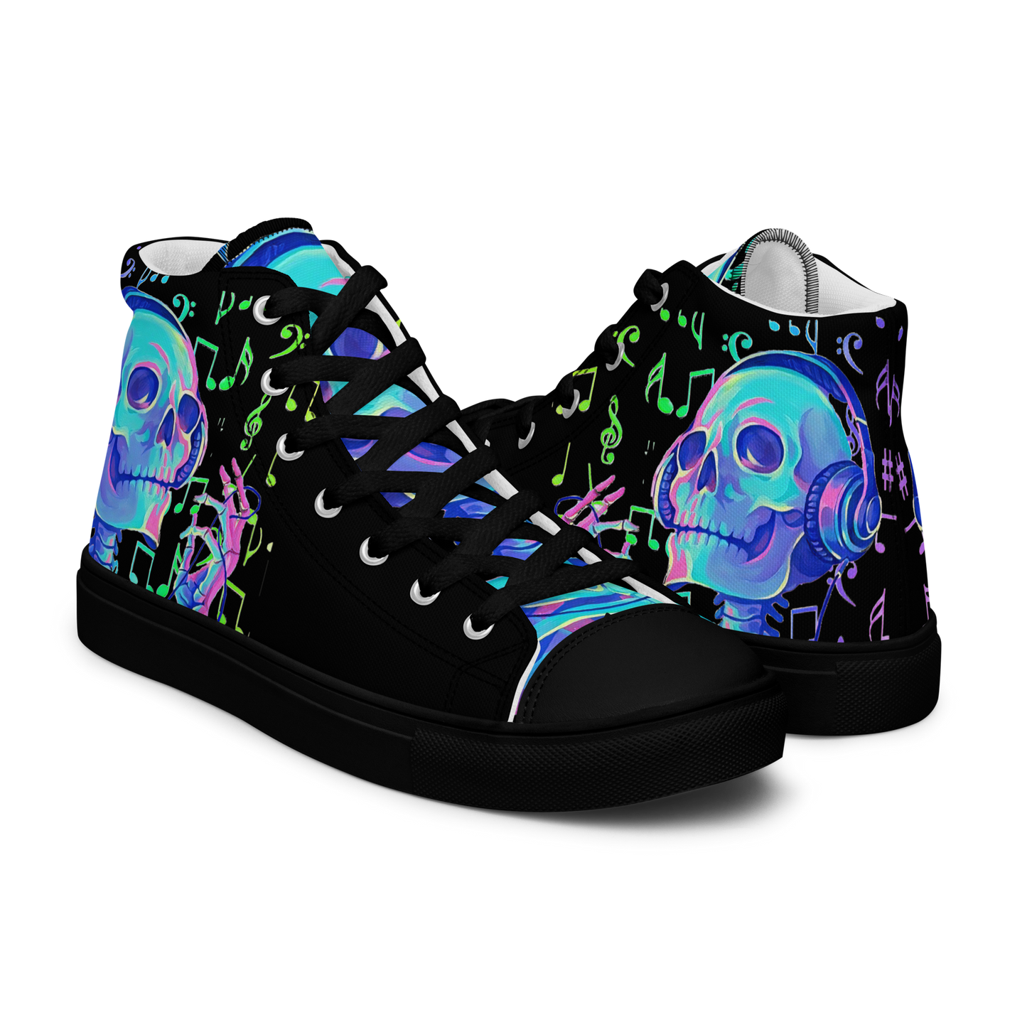 Musical Skeleton Women’s high top canvas shoes