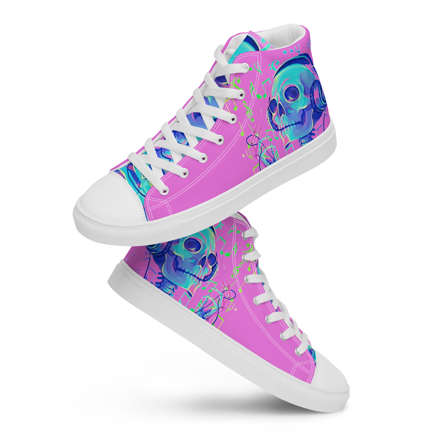 Musical Skeleton Pink Women’s high top canvas shoes