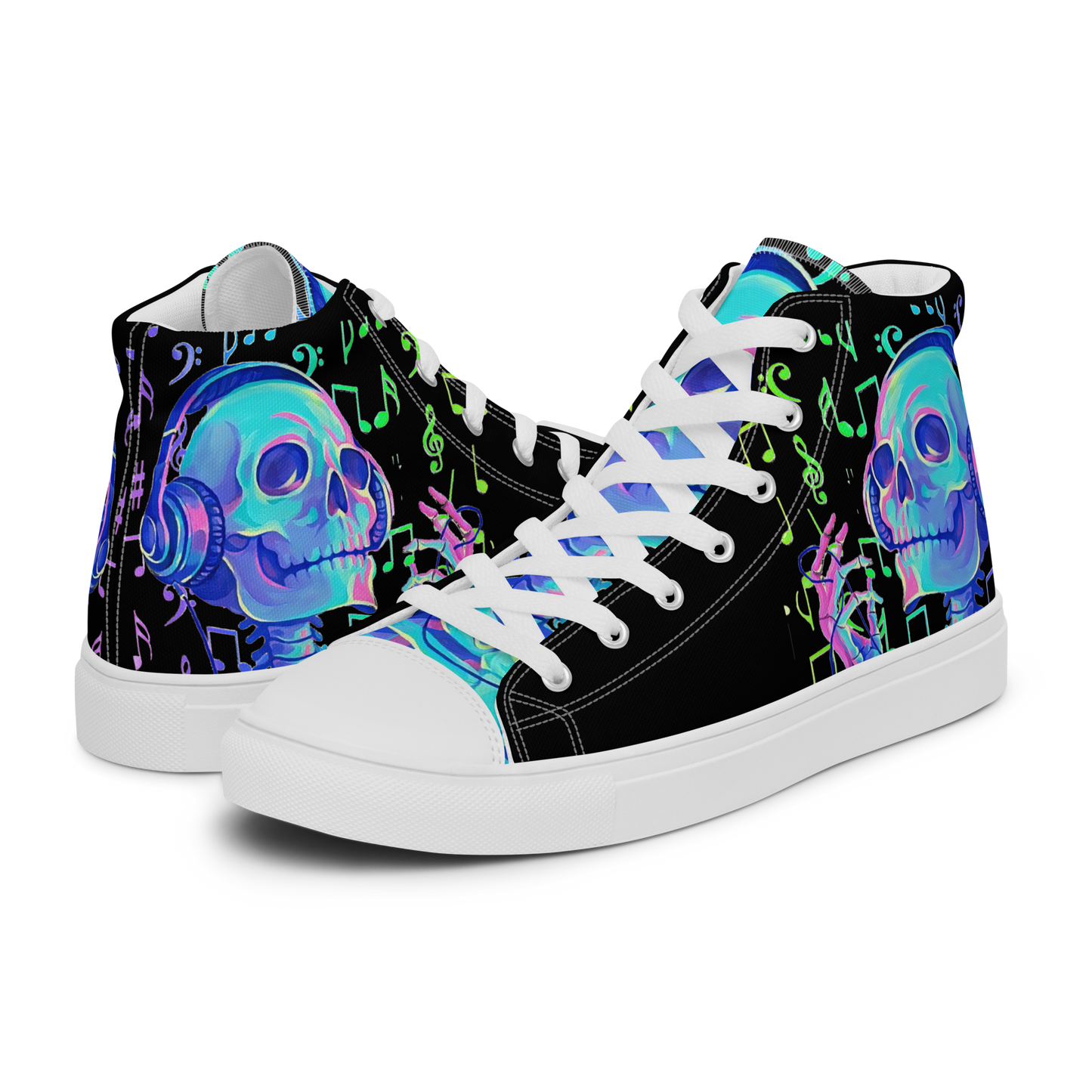 Musical Skeleton Women’s high top canvas shoes